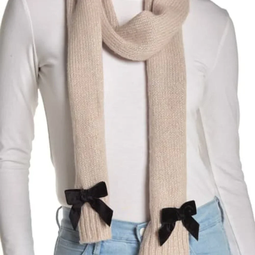 Kate Spade New York Western Velvet Metallic Bow Muffler Scarf NWT $98 - Picture 1 of 7